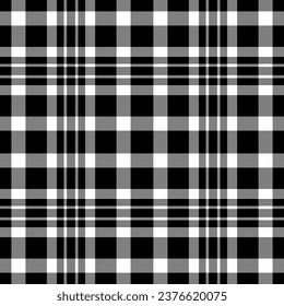 Seamless pattern vector of fabric texture background with a plaid textile tartan check in gray and black colors.