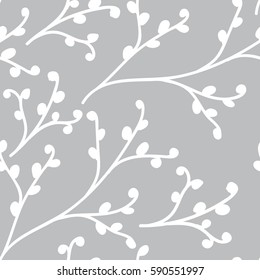 Seamless pattern vector floral background with hand drawn branches for textile, wrapping paper, home decoration etc.