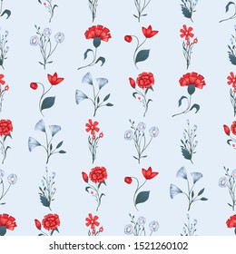 Seamless pattern Vector floral design with roses . Romantic background print for fabrics and wallpapers.