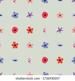 Seamless pattern. Vector floral design with wildflowers. Romantic background print for fabrics and wallpapers. Spring nature flowers.