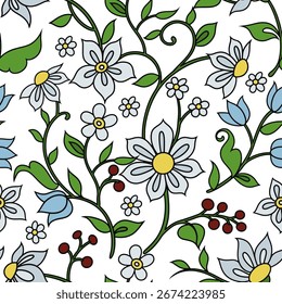 Patrón sin fisuras con adornos florales de Vector. Estampado oriental.

