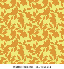 Seamless pattern. Vector flower design with cute wildflowers. Floral illustrations depicting red, yellow, light purple and blue flowers with green leaves on a dark green background