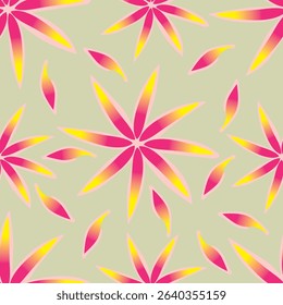 Seamless pattern. Vector flower design with cute wildflowers. Floral illustrations depicting red, yellow, light purple and blue flowers with green leaves on a dark green background
