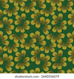 Seamless pattern. Vector flower design with cute wildflowers. Floral illustrations depicting red, yellow, light purple and blue flowers with green leaves on a dark green background
