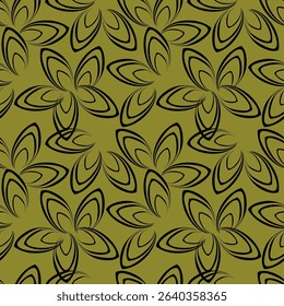 Seamless pattern. Vector flower design with cute wildflowers. Floral illustrations depicting red, yellow, light purple and blue flowers with green leaves on a dark green background
