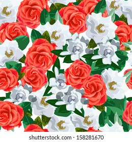 Seamless pattern of vector flowers