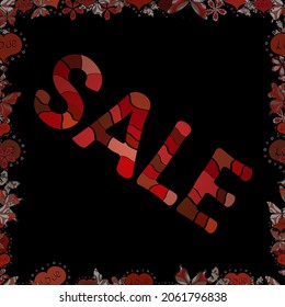 Seamless pattern. Vector format. Illustration in orange, red and black colors. Sale Discount background for the online store, poster, banner, shop, promotional leaflet, promotion.