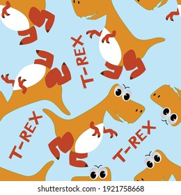 Seamless pattern vector friendly Tyrannosaurus Rex Creative vector childish background for fabric, textile, nursery wallpaper, card, poster and other decoration.