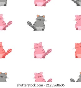 seamless pattern vector funny cartoon cats and kittens