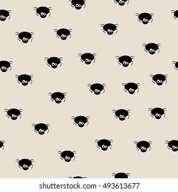 Seamless pattern vector of funny and cute black spiders. Halloween spiders. 
