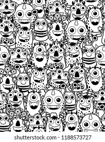 seamless pattern vector of funny monster cartoon