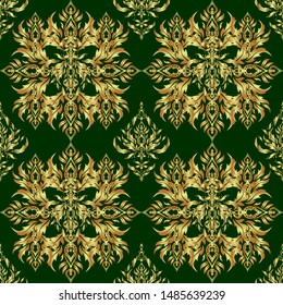 Seamless pattern of vector golden elements on a background.