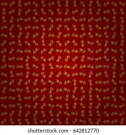 Seamless pattern of vector golden elements on a red background.