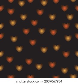 Seamless pattern vector. Gradient color Hearts on black background, Happy Halloween concept