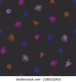 Seamless pattern vector graphic chamomile flowers in line-art style.