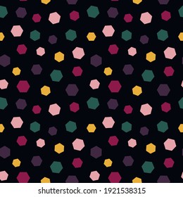 Seamless pattern. Vector graphics. Abstraction, geometry. A beautiful combination of colors. Black background.