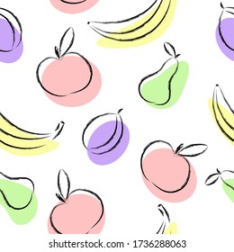 Seamless pattern. Vector graphics. Fruits.