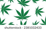 Seamless pattern vector green cannabis leaves on a white background transparent background image Illustration of marijuana leaves