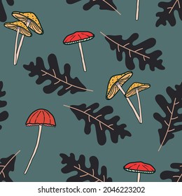 Seamless pattern, vector hand drawn illustrations. Autumn background. For apparel editorial design, cards, gift wrapping paper, decor