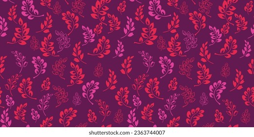 Seamless pattern with vector hand drawn branches leaves.  Collage contemporary print. Template for design, textile, fashion, print, surface design, paper, cover, fabric, interior decor, wallpaper