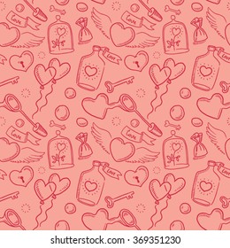 Seamless pattern. Vector heart. Valentines day