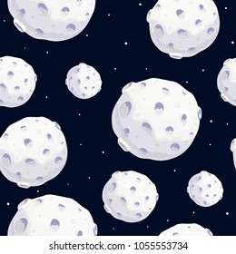 seamless pattern vector icons full moon cartoon on the black blue background