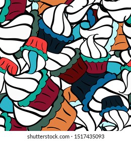 Seamless pattern. Vector illustration. Abstract motif background. Ultrafashionable fabric pattern.