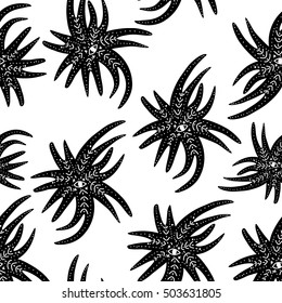 seamless pattern Vector illustration. abstract ethnic graphic flower, stylized hand drawing. Indian floral ornament. Elephant head african style