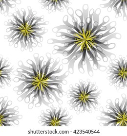 seamless pattern vector illustration of black flowers on white background