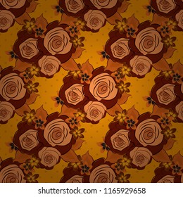 Seamless pattern. Vector illustration. Bouquets of yellow, red and orange roses.