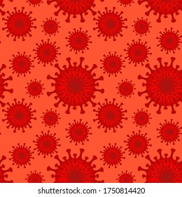 A seamless pattern. Vector illustration - coronavirus molecule under magnification, square. Epidemic, pandemic, disease