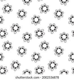 Seamless pattern. Vector illustration with decorative flowers. Scandinavian style.