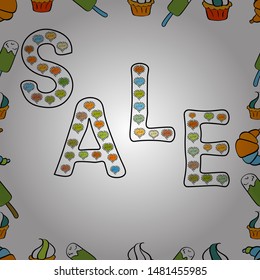 Seamless pattern. Vector illustration. Design elements for Magazine, leaflet, billboard, sale. Universal trend with bright bold white, black and green elements composition.