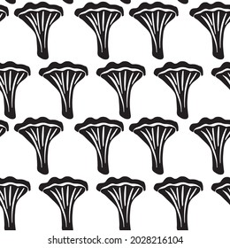 Seamless pattern. Vector illustration. Doodle drawing of mushrooms - chanterelles.