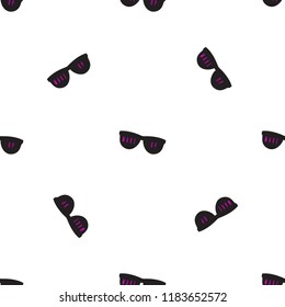 Seamless Pattern. Vector Illustration of Fashion Glasses. Decorative Background of Sunglasses with text - Make up. Design for Fabric or Wallpaper. Fashion Print for Textile. Stylized Graphic