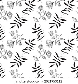 Seamless pattern. Vector illustration with flowers. Doodle illustration. 