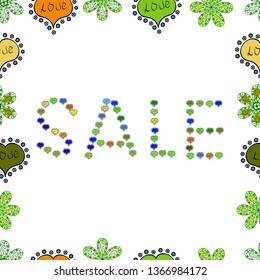 Seamless pattern. Vector illustration. Illustration in green, white and black colors. Sale banner template design, Big sale special offer. End of season special offer banner.