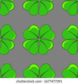 seamless pattern, vector illustration, green clover pattern, wallpaper and fabric ornament, wrapping paper, background for design