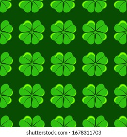 patrón transparente, ilustración vectorial, patrón de trébol verde, papel tapizado y adorno de tela, papel de envoltura, fondo para el diseño