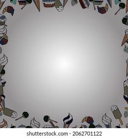Seamless pattern. Vector illustration. Hand-drawn doodle frames.Illustration in white, black and gray colors.