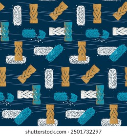 Seamless pattern vector illustration for Korea's Biggest Holiday, Chuseok: Traditional Korean Snacks, Rice Cakes, and Sweets				
