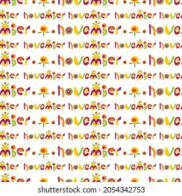 Seamless pattern with vector illustration lettering november on white background. Unique handwritten lettering. Template for diary, calendar, planner, check lists, and other stationery.