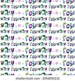 Seamless pattern with vector illustration lettering february on white background. Unique handwritten lettering. Template for diary, calendar, planner, check lists, and other stationery.