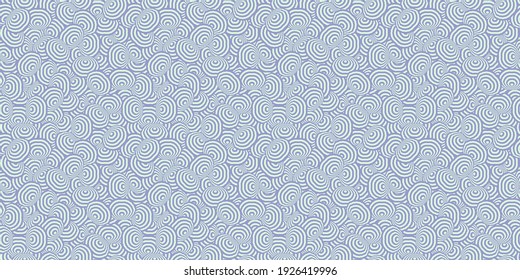 Seamless pattern vector illustration. Light purple, cone seashell images. Umbrella shapes with light green background texture. Graphic pattern for fabric, textile, wallpaper, packaging.