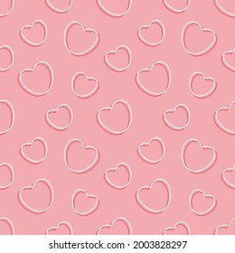 Seamless pattern vector illustration of love symbol with pink background. Fit for surface design such as wallpaper, wrapping paper, backdrop, fabric pattern etc.