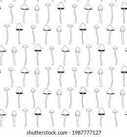 Seamless pattern. Vector illustration with mushrooms - toadstools.