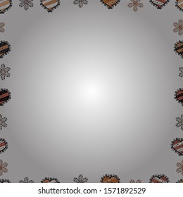 Seamless pattern. Vector illustration. Quadrate frames doodles. Illustration in black, orange and white colors.