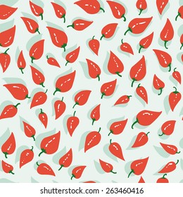 seamless pattern, vector illustration red pepper with shadow