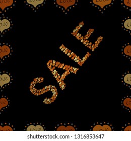 Seamless pattern. Vector illustration. For sale web banners, posters. Picture in orange, yellow and black colors. Good for social media, email, print, ads design and promotional material.