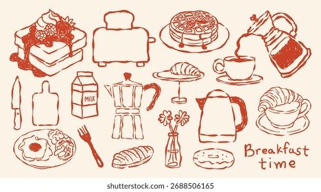 Seamless pattern vector illustration set of food and drink icons, sketches, and symbols for kitchen and restaurant design